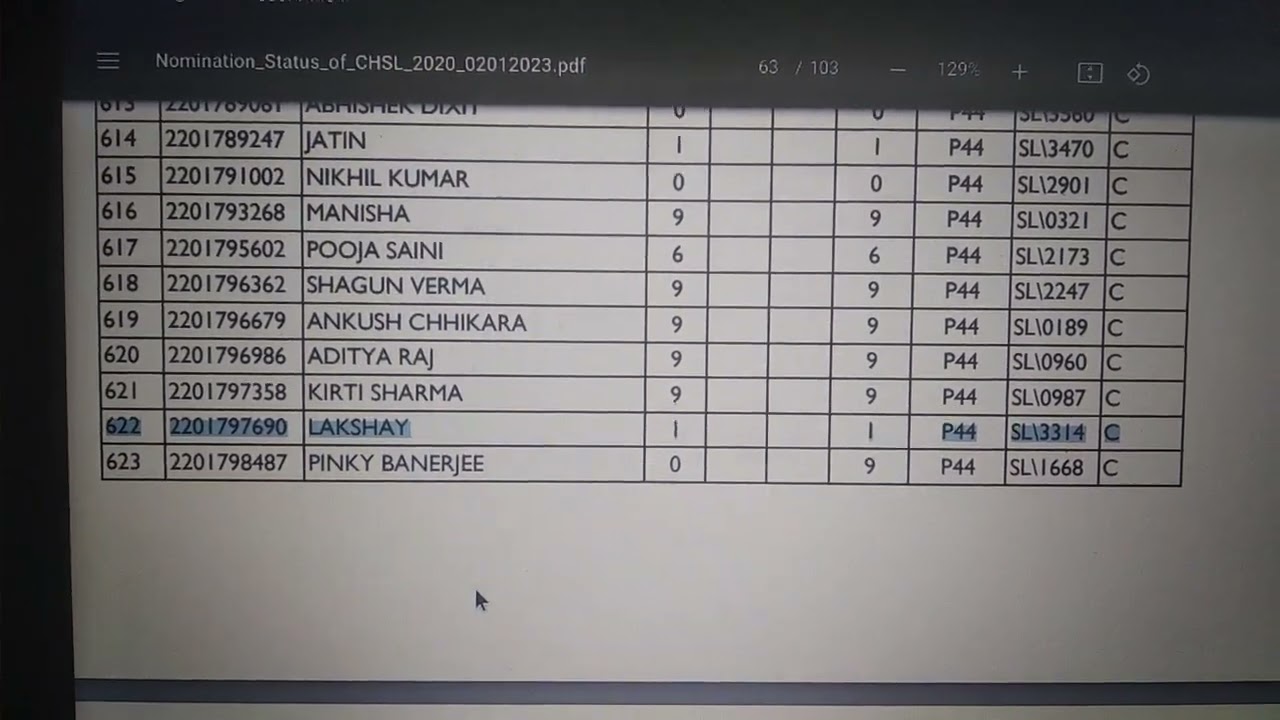 SSC CHSL 2020 FINAL SELECTION Nomination status NR region