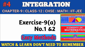 Chapter-9 Integration | Exercise-9(a) Solution Qn.1-2 | CHSE Class 12 Math