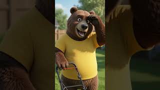 bear cut grass with song 🥵