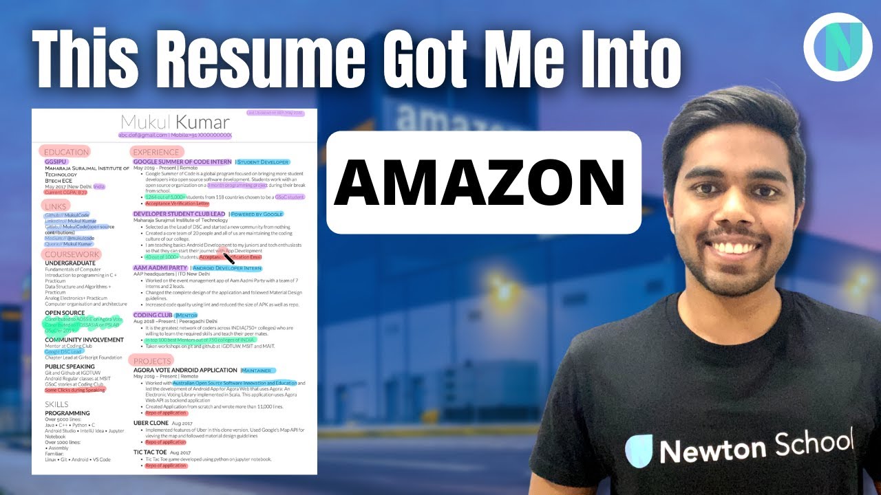 This Resume Got Me Into Amazon | Watch This Video Before Creating Resume | Newton School
