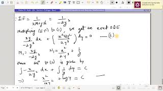 Lec8a: Non Exact homogenous  Equation Mdx+Ndy=0, xM+yN non zero, Rule I