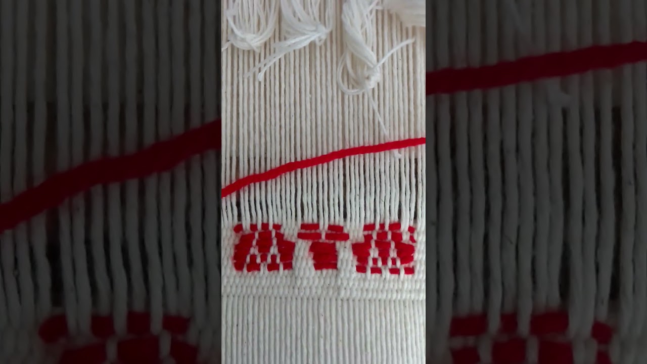 Tela base y trama suplementaria en lana roja