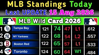 MLB Standings today Last UPDATE 15 Aug 2026 MLB Standings 2026
