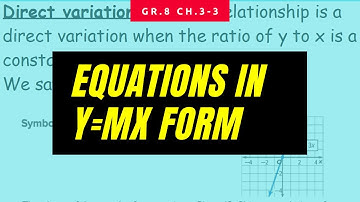 Equations in y=mx form | Expressions and Equations | Direct Variation | Real-World examples
