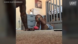 WATCH This Adorable Baby Do Push-Ups with Dad!