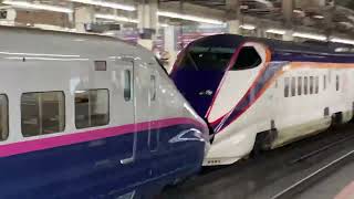 【大宮駅】E5系発車とE2系J編成1000番台やまびこ+E3系L編成つばさが到着