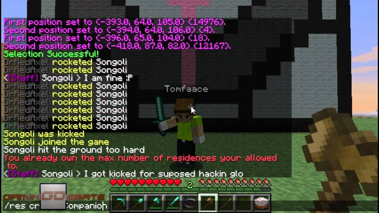 The Gaming Debate Minecraft Server Tutorial - How to use the Bukkit Plugin Residence - Ep02