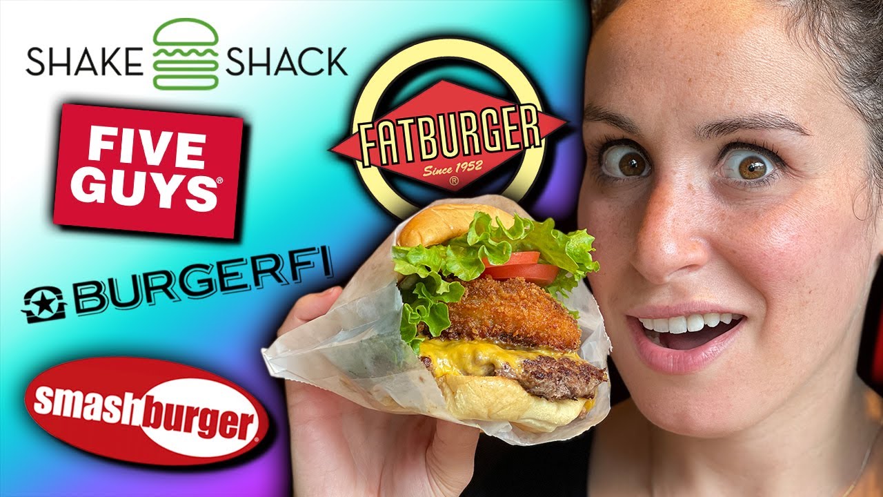 Five Guys VS Shake Shack VS Fatburger VS BurgerFi VS Smashburger | HellthyJunkFood