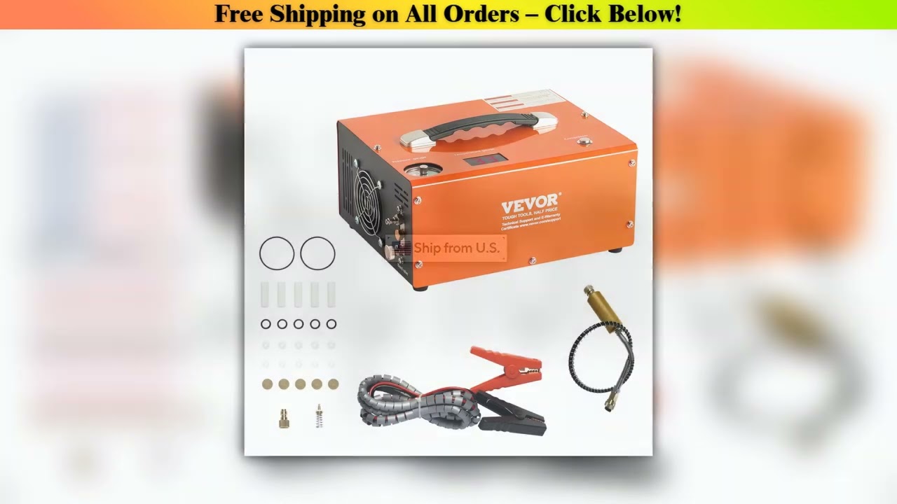 SucceBuy PCP Air Compressor  4500PSI Portable PCP Airgun Compressor Auto-Stop Oil Free Pump for