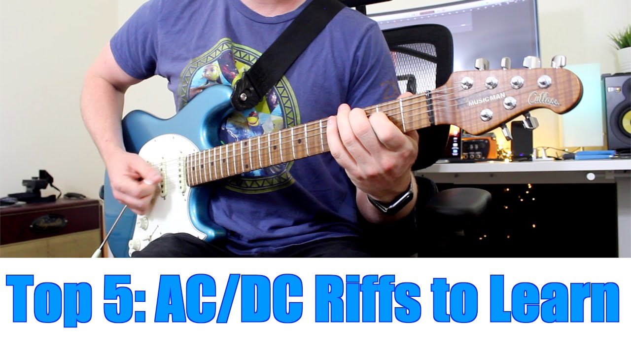 TOP 5 - Classic One Finger Riffs - AC/DC - Hells bells, Thunderstruck ...