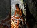 Hidden Cave Survival in the Jungle 😳🔥 #cooking #junglecooking #wildlife #shorts