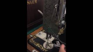Singer 127/128: threading the shuttle and needle; catching the bobbin thread