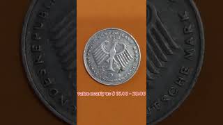 west Germany 2 Deutsche mark rare coin 1973, value