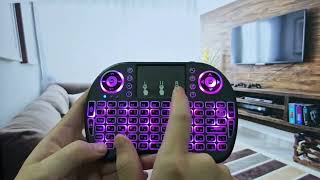 Teclado Inalámbrico Mini I8 2.4G Con Touchpad Retroiluminación De 7 Colores Diseño Qwerty Compacto,