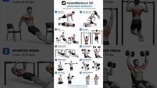 Upper body workout at home 💪🔥Train chest, shoulders, back, bicep without gym #growth !#HomeWorkout