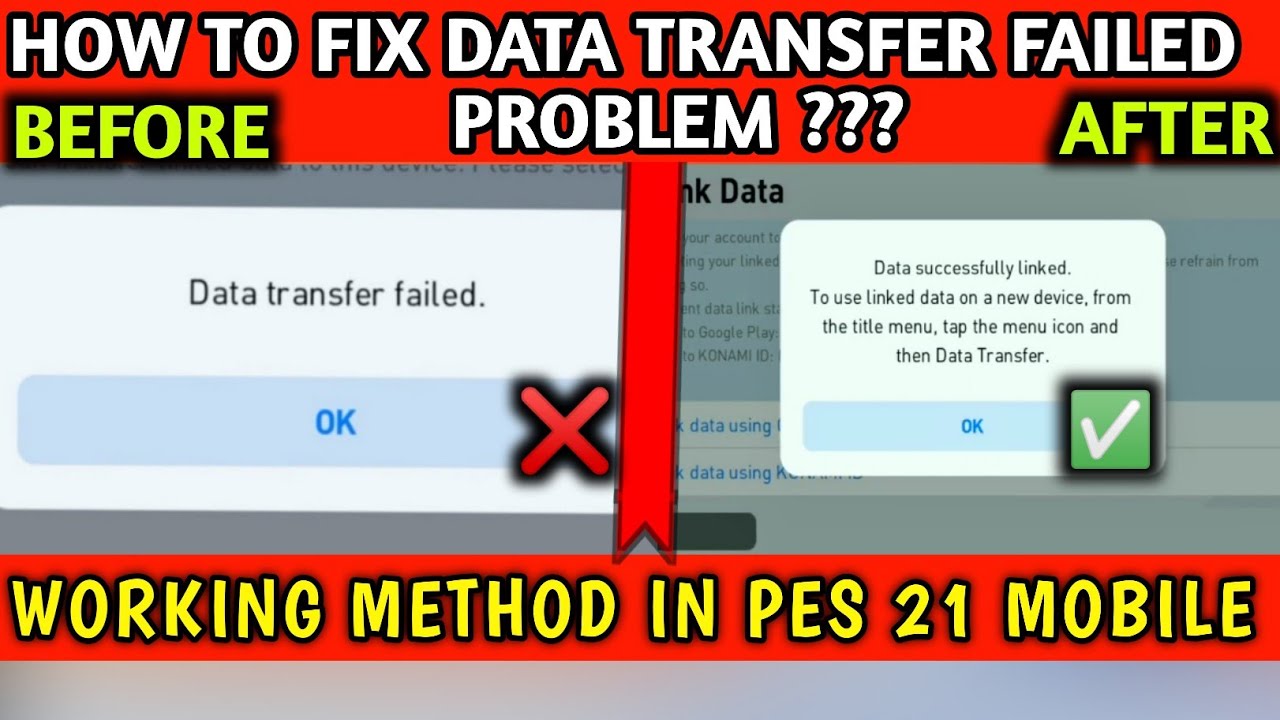 How To Fix Data Transfer Failed Problem In Pes 21 Mobile Fix Data