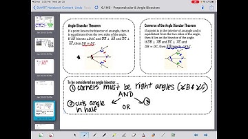Geo 6.1 Video Notes - Perpendicular & Angle Bisectors