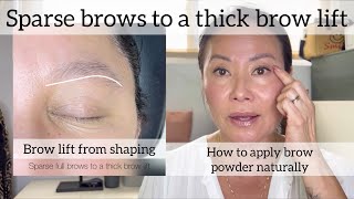 Sparse brows to a thick brow lift