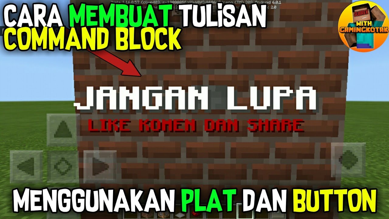 CARA MEMBUAT TULISAN  COMMAND BLOCK  DI MINECRAFT Tutorial 