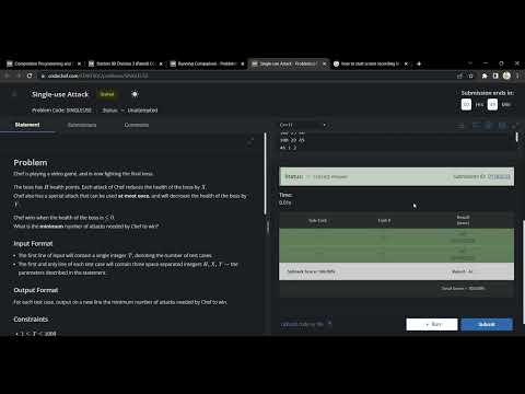 Single use Attack || CodeChef Starter 80 || Problems || Solution || Accepted