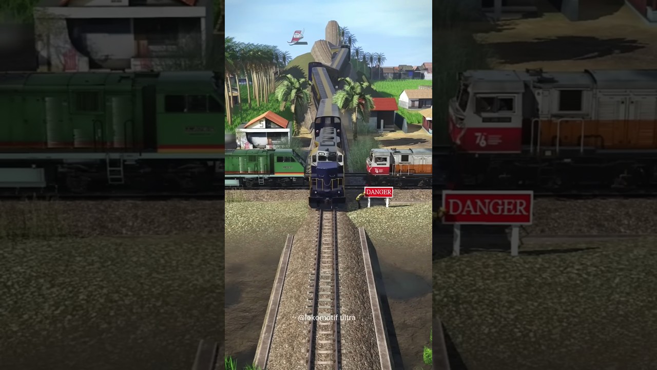 American Trains Pass Through a Train Locomotive Confrontation 