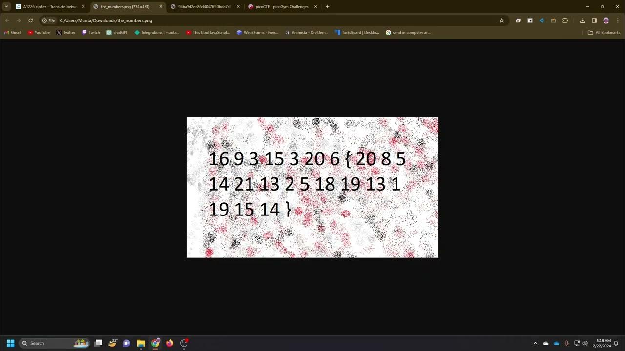 Task 1 the numbers picoctf youtube
