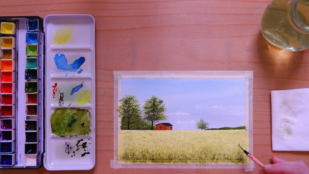 Easy Watercolor Painting for Beginners / Flower Field