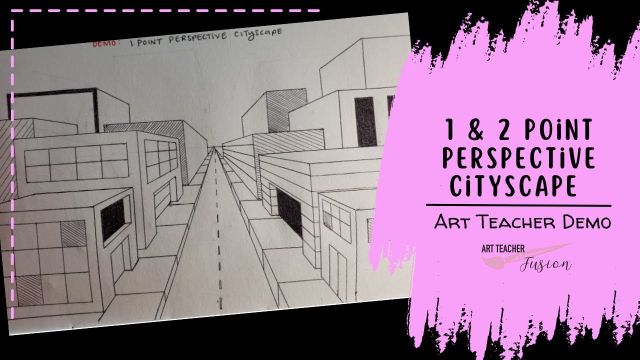 How to Draw in 1 & 2 Point Perspective Cityscape Demo