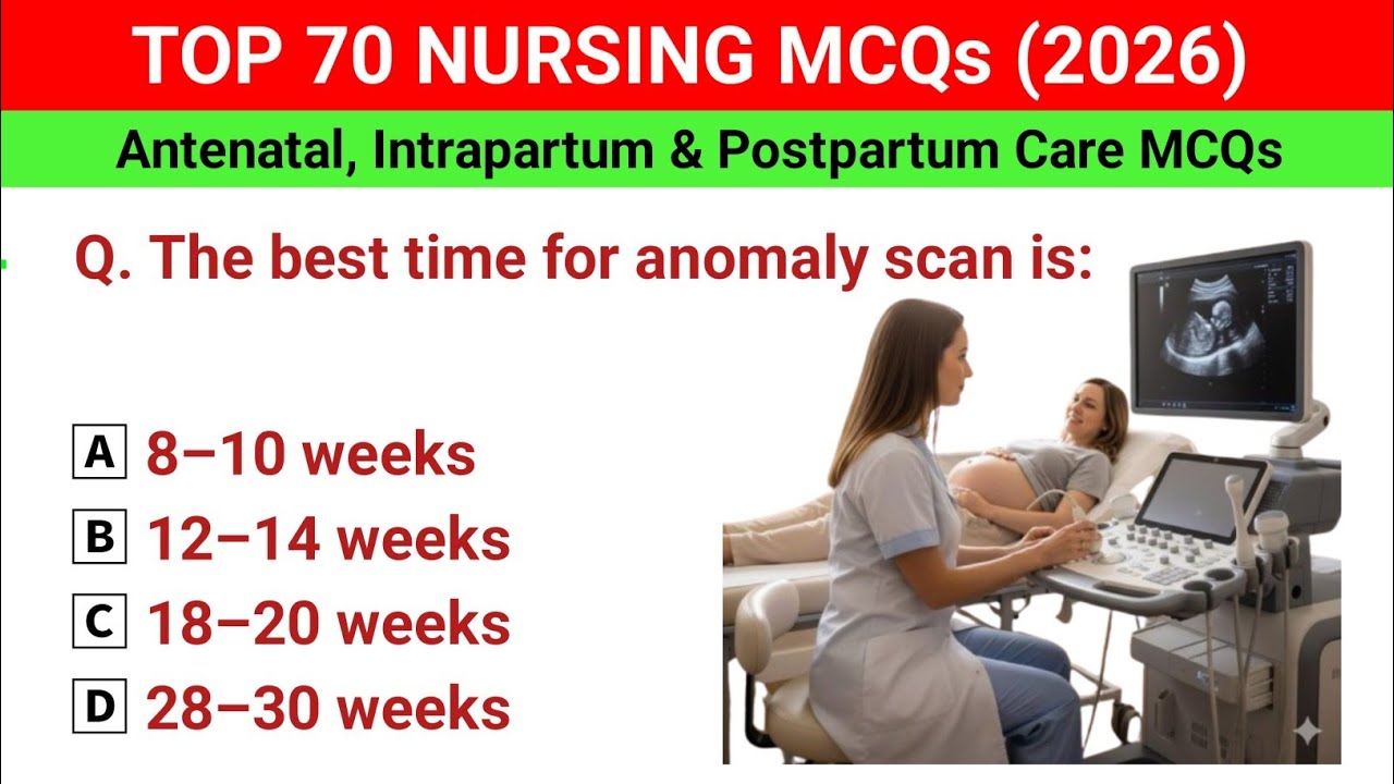 Top 70 Nursing MCQs | Antenatal, Intrapartum & postpartum MCQs | NCLEX, NORCET, BSc & MSc, RRB MCQs