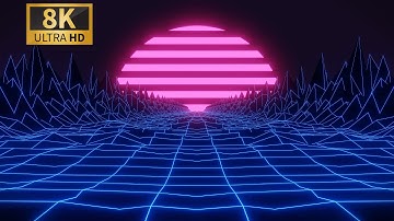 80s Style Retro Sunset Animation | 1 Hour VJ Loop | 8k Screensaver | Copyright Free