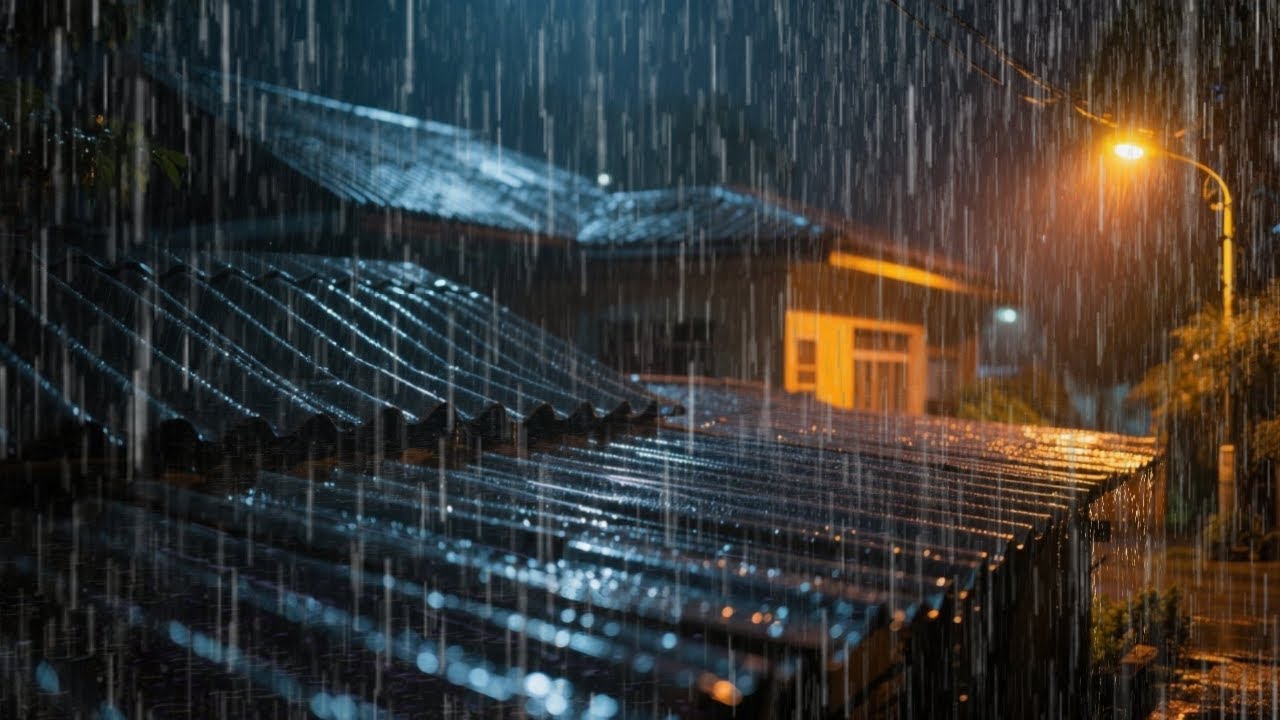 Heavy Rain & Gentle Thunder on a Metal Roof 🌧️ Live Sleep Sounds