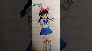 my vs my sister's drawing style ✨ #art #drawing #artist # #shortsvideo