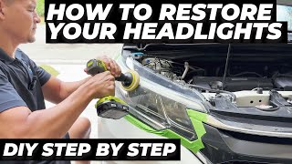 How to CLEAN, WET SAND, POLISH & RESTORE Car Headlights! STEP BY STEP
