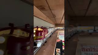 Santa Fe Super Chief on the train shelf layout #ogauge #ogaugetrains #modeltrains