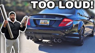 STRAIGHT PIPING A MERCEDES CL63 AMG! *WAY TOO LOUD*