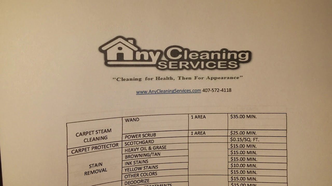 Pricing listing for Carpet, Remove Stains, Protector, Tile & Grout