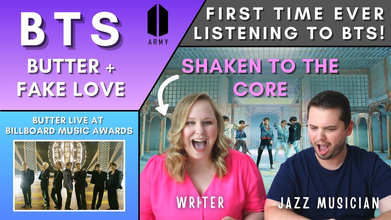MY WIFE'S FIRST BTS REACTION! | Butter (BBMA Live) + Fake Love | Writer + Jazz Musician React