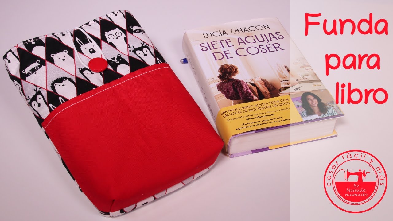 Funda de tela para libros con marcapájina o punto de lectura a juego.  Artesanía hecha en España