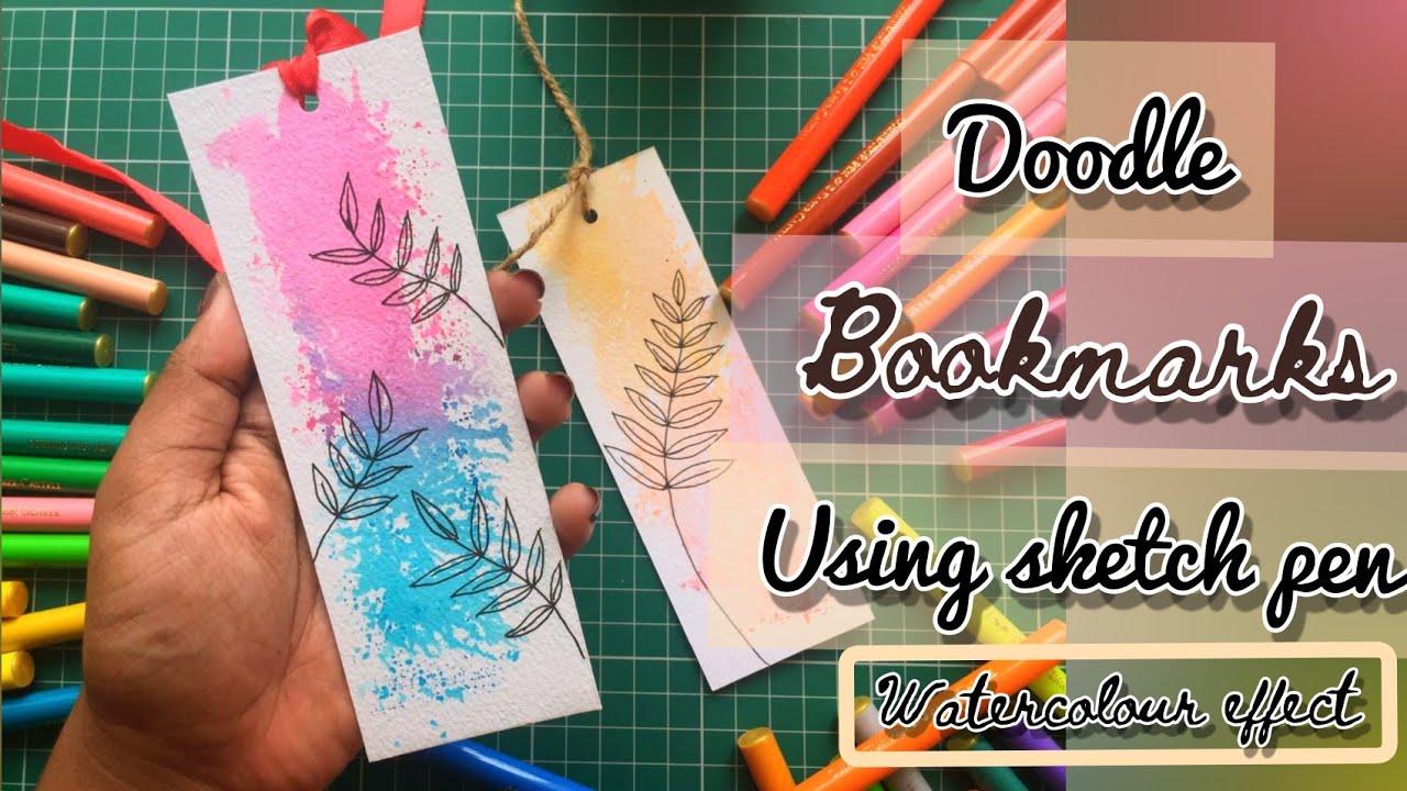 DIY Watercolour Doodle Bookmark using Sketch Pen |Watercolur background using Sketch pen |Easy craft