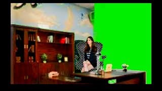 Green screen background office cabin design chair table video