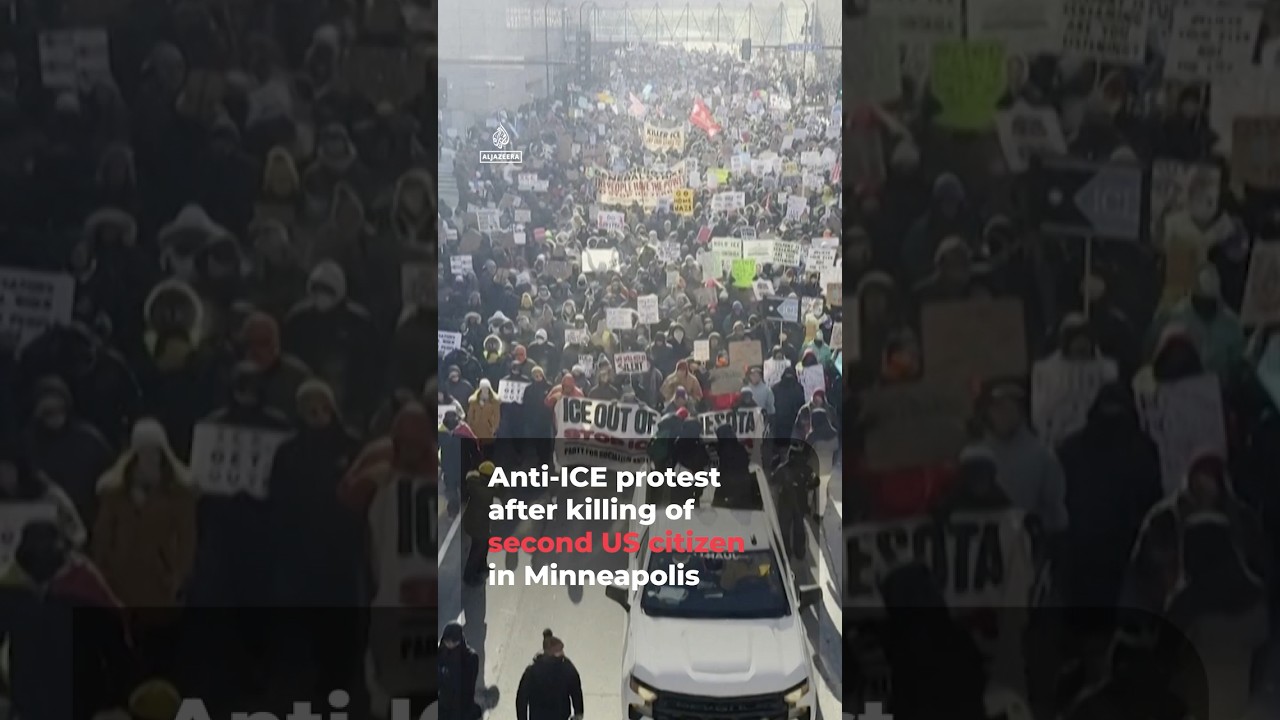 Anti-ICE protest held in Minneapolis after second US citizen killed | AJ #shorts