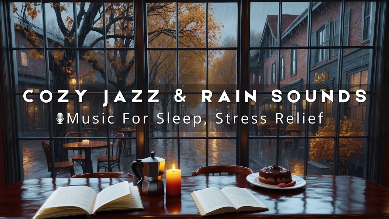 Cozy Rainy Cafe Ambience | Smooth Jazz Music & Relaxing Rain Sounds for ...