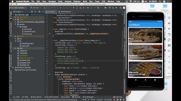 Tampilan aplikasi  List makanan mengguanan flutter