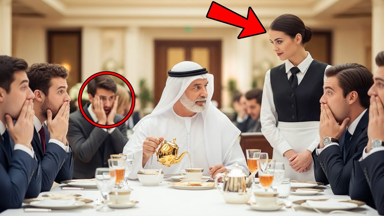 Шейх-миллиардер проверяет их на арабском языке — отвечает только официантка, и все замирают
