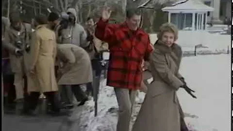 The Reagans Board Marine One in the Snow for Camp ...