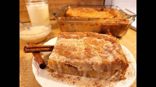 Eggnog Bread Pudding with Vanilla Sauce 👨‍🍳🍞 🥛🌰😊 Old-Fashioned Holiday Dessert Recipe 🎄🎁🦌☃️