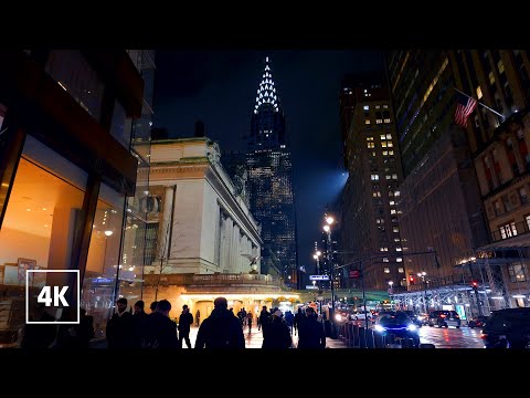 New York, الولايات المتحدة | Reflections | جولة ليلية في المدينة 4K