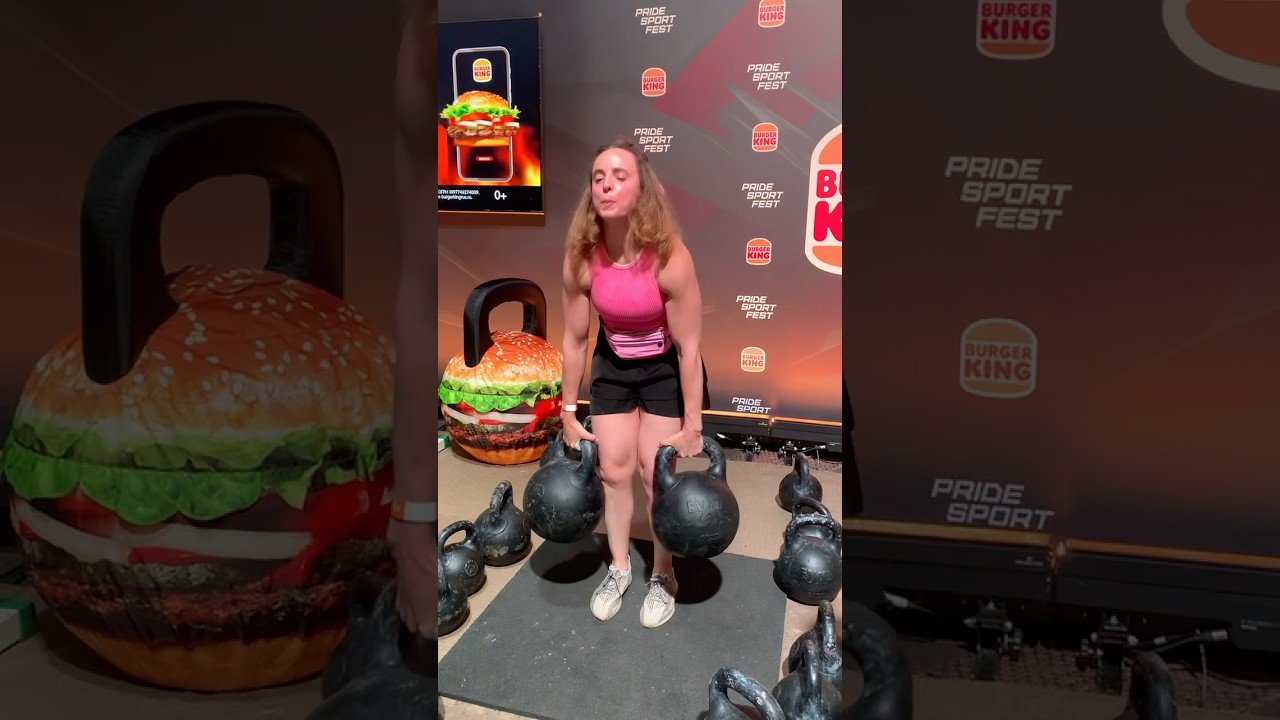 ЮЛИЯ.164 КГ В ГИРЯХ ПАРНАЯ СТАНОВАЯ! СИЛОВОЕ ГИРЕВОЕ ДЕВЯТИБОРЬЕ.TWO-HAND 5-PUD KETTLEBELLS DEADLIFT