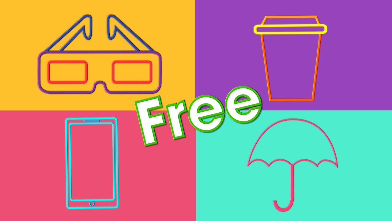 Neon elements animation/motion - Copyrights free - Green screen