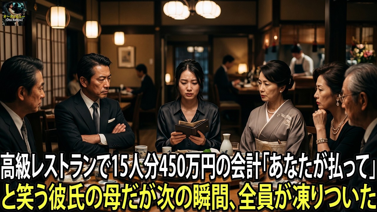 高級レストランで15人分の会計450万円。彼氏の母は笑って「あなたが払って」と言った。#動エピソード#老後の物語 #家族の物語